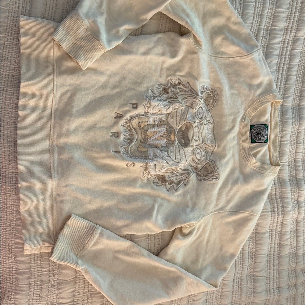 Kenzo Beige Tiger Embroidered Sweatshirt